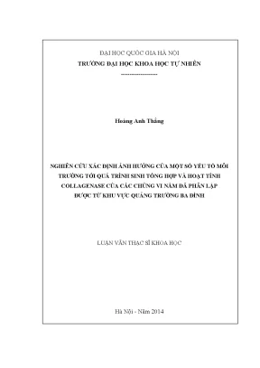 Nghiên cứu ảnh hưởng của yếu tố môi trường đến hoạt tính