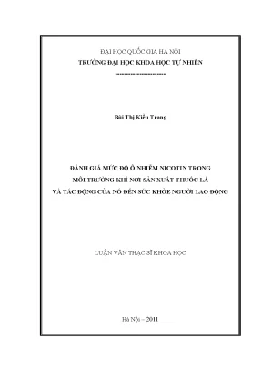 Đánh Giá Ô Nhiễm Nicotin Trong Môi Trường Sản Xuất Thuốc