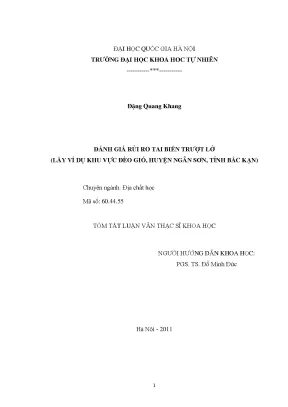 Đánh Giá Rủi Ro Tai Biến Trượt Lở Tại Khu Vực Đèo Gió, 
