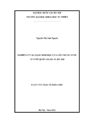 Nghiên cứu đa dạng sinh học côn trùng nước tại Vườn Quốc