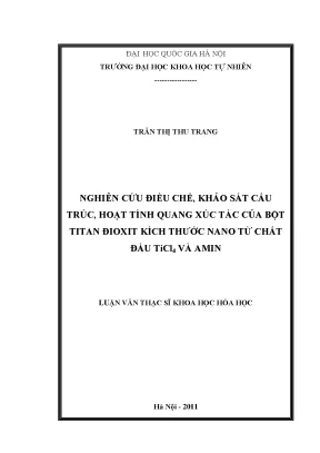 Nghiên cứu cấu trúc và hoạt tính quang xúc tác của bột