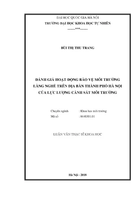 Đánh Giá Hoạt Động Bảo Vệ Môi Trường Tại Các Làng Nghề
