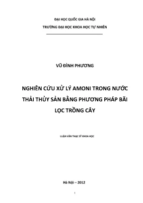 Nghiên cứu xử lý amoni trong nước thải thủy sản bằng bãi