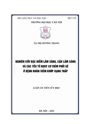Nghiên cứu viêm phổi kẽ ở bệnh nhân viêm khớp dạng thấp
