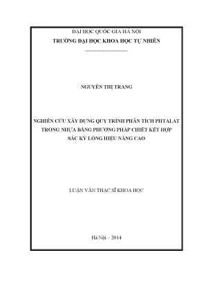 Nghiên cứu quy trình phân tích phtalat trong nhựa bằng HPLC