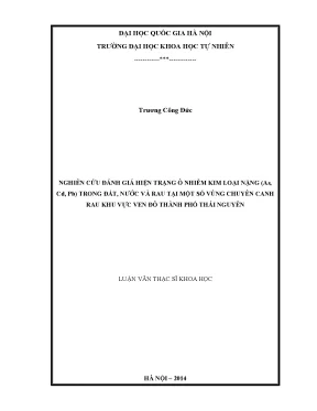 Đánh Giá Ô Nhiễm Kim Loại Nặng Trong Đất Và Rau Tại Thái