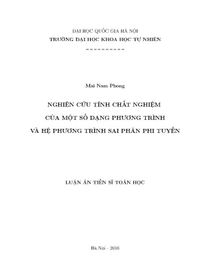 Nghiên Cứu Tính Chất Nghiệm Phương Trình Sai Phân Phi Tuyến