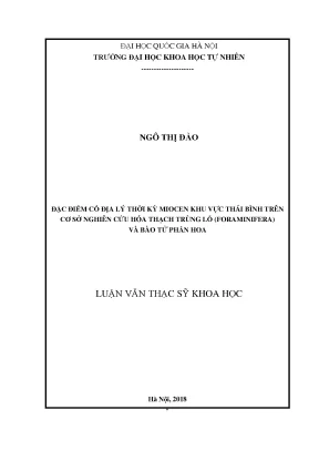Đặc điểm cổ địa lý thời kỳ Miocen khu vực Thái Bình qua 