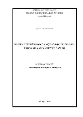 Nghiên cứu biến đổi đặc trưng mưa mùa mưa khu vực Nam Bộ