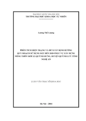 Định Hướng Quy Hoạch Sử Dụng Đất Đến 2020 Tại Xã Quỳnh