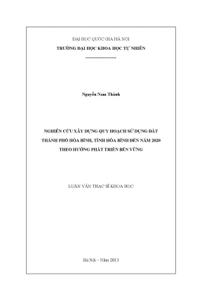 Quy Hoạch Sử Dụng Đất Thành Phố Hòa Bình Đến Năm 2020: