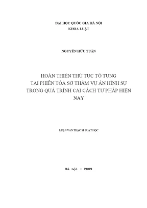 Cải cách thủ tục tố tụng hình sự tại phiên tòa sơ thẩm