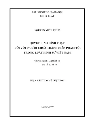 Quyết Định Hình Phạt Đối Với Người Chưa Thành Niên Phạm