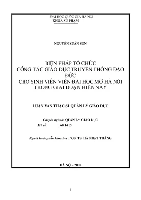 Biện Pháp Tổ Chức Giáo Dục Đạo Đức Cho Sinh Viên Tại