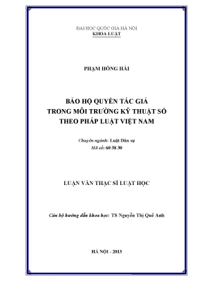 Bảo Hộ Quyền Tác Giả Trong Môi Trường Kỹ Thuật Số Tại