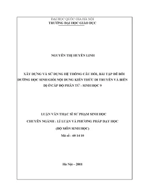 Hệ thống câu hỏi và bài tập bồi dưỡng học sinh giỏi môn