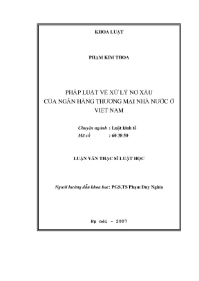Giải pháp xử lý nợ xấu của ngân hàng thương mại nhà nước 