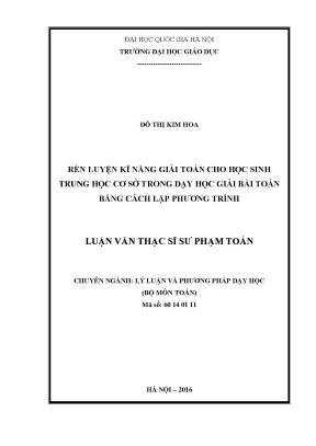 Rèn Luyện Kỹ Năng Giải Toán Cho Học Sinh Trung Học Cơ Sở