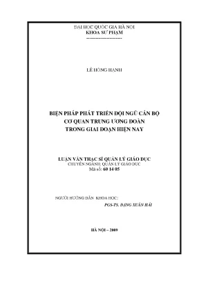 Phát Triển Đội Ngũ Cán Bộ Trung Ương Đoàn: Biện Pháp