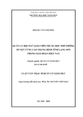 Quản lý đội ngũ giáo viên trung học phổ thông huyện