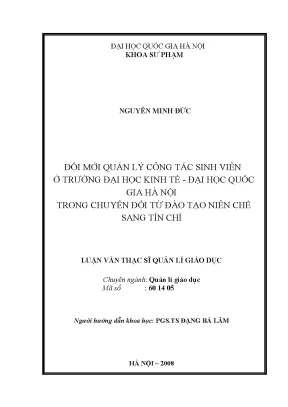 Đổi mới quản lý công tác sinh viên tại Đại học Kinh tế -