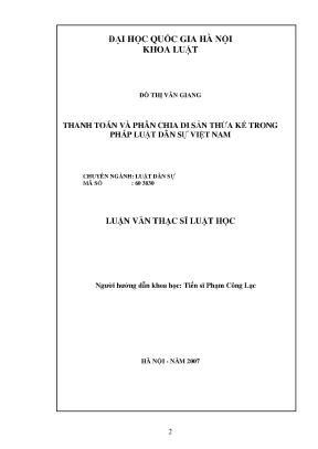 Phân chia và thanh toán di sản thừa kế trong pháp luật