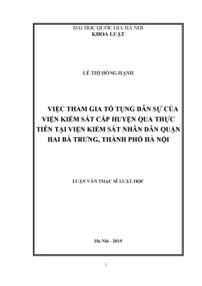 Tham Gia Tố Tụng Dân Sự Của Viện Kiểm Sát Cấp Huyện Tại