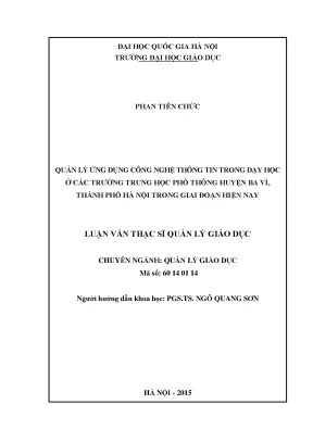 Quản lý ứng dụng công nghệ thông tin trong dạy học tại