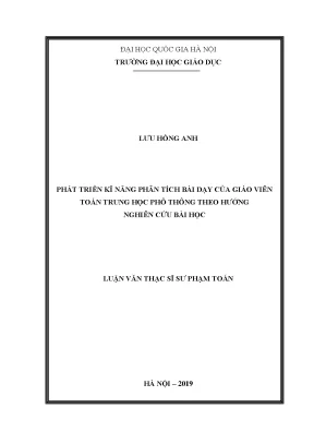 Phát Triển Kỹ Năng Phân Tích Bài Dạy Toán Trung Học Phổ