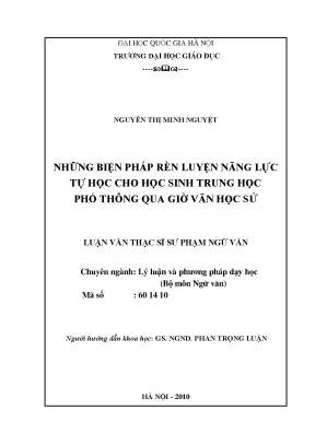 Rèn Luyện Năng Lực Tự Học Cho Học Sinh Trung Học Qua Giờ