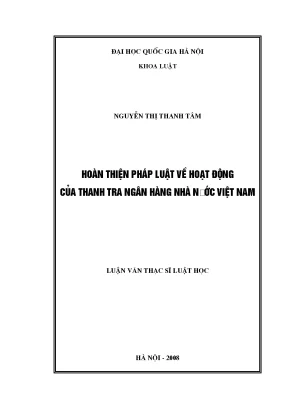 Hoàn thiện pháp luật về thanh tra ngân hàng nhà nước