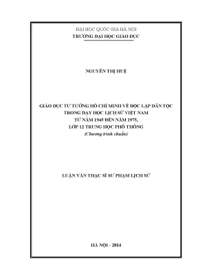 Giáo Dục Tư Tưởng Hồ Chí Minh Về Độc Lập Dân Tộc Trong 