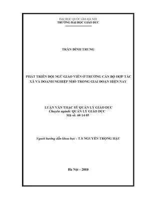 Phát Triển Đội Ngũ Giáo Viên Tại Trường Cán Bộ Hợp Tác