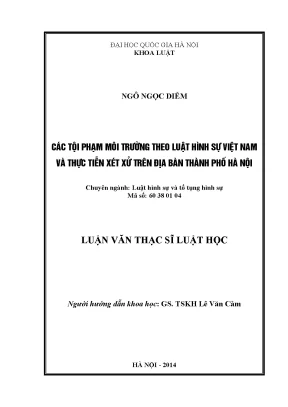 Luận văn thạc sĩ vnu ls các tội phạm môi trường theo luật hình sự việt nam và thực tiễn xét xử trên địa bàn thành phố hà nội 04
