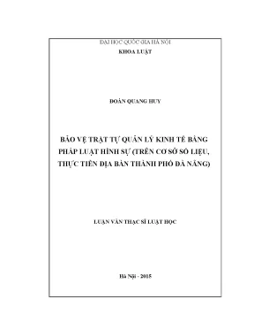 Bảo vệ trật tự quản lý kinh tế bằng pháp luật hình sự