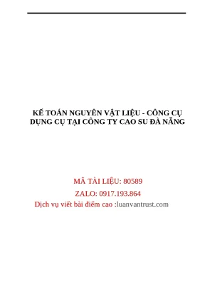 Kế Toán Nguyên Vật Liệu và Công Cụ Dụng Cụ tại Công Ty