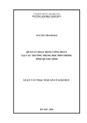 Quản lý hoạt động công đoàn tại trường THPT Quảng Ninh