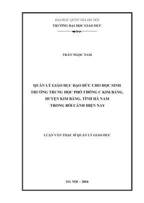 Quản lý giáo dục đạo đức cho học sinh THPT C Kim Bảng,