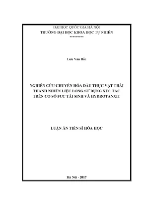 Nghiên cứu chuyển hóa dầu thực vật thải thành nhiên liệu 