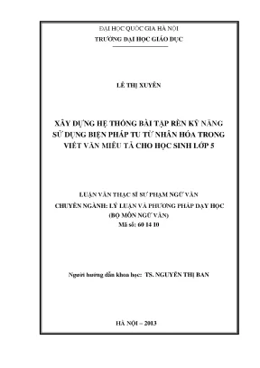 Hệ thống bài tập rèn kỹ năng nhân hóa cho học sinh lớp 5