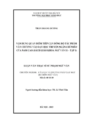 Vận Dụng Quan Điểm Tiếp Cận Đồng Bộ Trong Dạy Học Tác