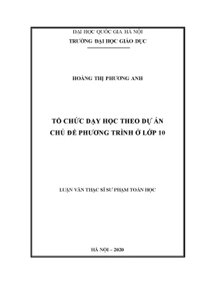 Tổ Chức Dạy Học Theo Dự Án Chủ Đề Phương Trình Ở Lớp 10