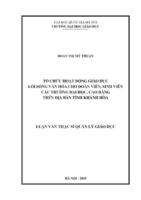 Tổ Chức Hoạt Động Giáo Dục Lối Sống Văn Hóa Cho Sinh