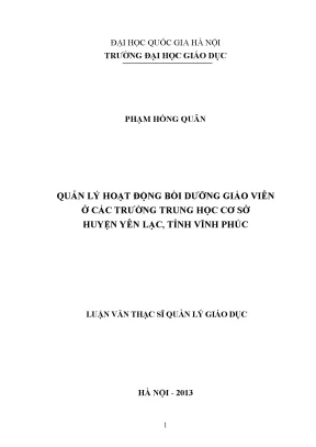 Quản lý bồi dưỡng giáo viên tại các trường trung học cơ