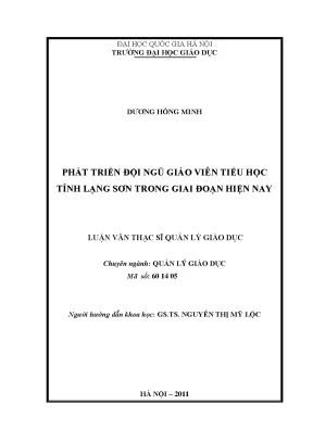 Phát Triển Đội Ngũ Giáo Viên Tiểu Học Tỉnh Lạng Sơn Năm 2023