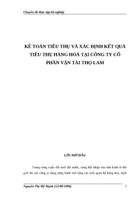 Kế Toán Tiêu Thụ Hàng Hoá Tại Công Ty Cổ Phần Vận Tải