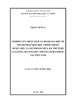 Phân Tích Hóa Học Hà Thủ Ô Đỏ Tại Việt Nam