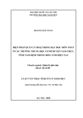 Biện Pháp Quản Lý Dạy Học Toán Tại Trường Trung Học Cơ