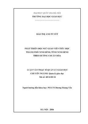 Phát Triển Đội Ngũ Giáo Viên Tiểu Học Tại Ninh Bình Theo