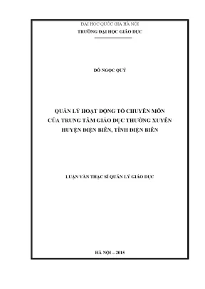 Quản Lý Hoạt Động Tổ Chuyên Môn Tại Trung Tâm Giáo Dục